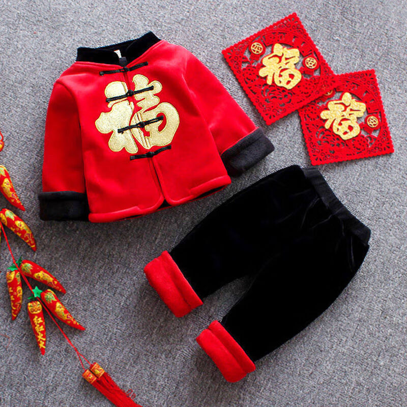 服男宝宝唐装冬季冬装虎年小孩过年穿的衣服儿童春节服装新年套装冬天