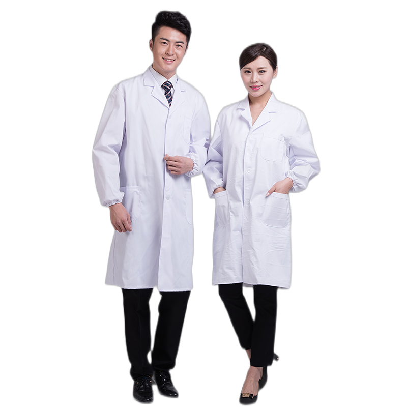 型彬白大褂長(cháng)袖護士服醫生大碼加肥男女學(xué)生化學(xué)實(shí)驗服加厚純棉白大衣 中厚款（松緊袖口） 4XL 190XXXXL