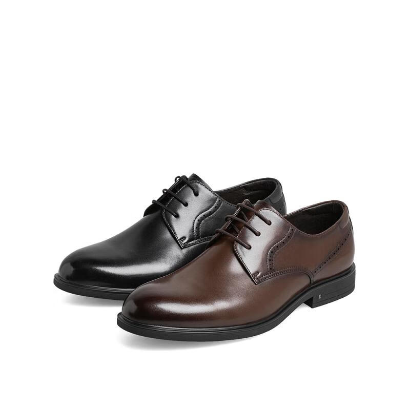 天美意皮鞋男商务皮鞋正装鞋鞋商务正装2022季新款圆头系带素面百搭