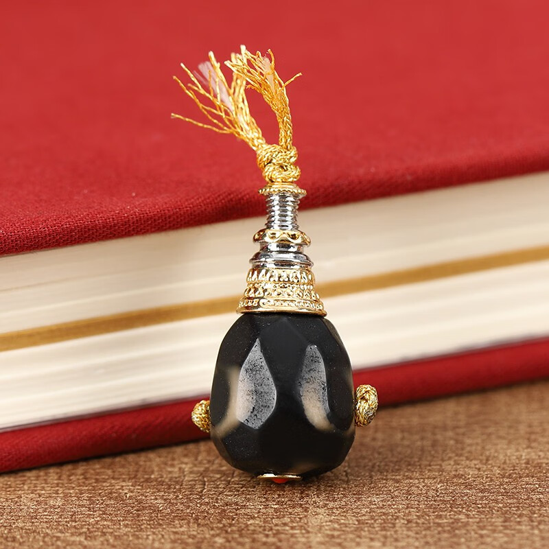 顶盈 天珠玛瑙 雕刻回纹百香籽三通佛珠 diy藏式菩提金刚佛头配件13