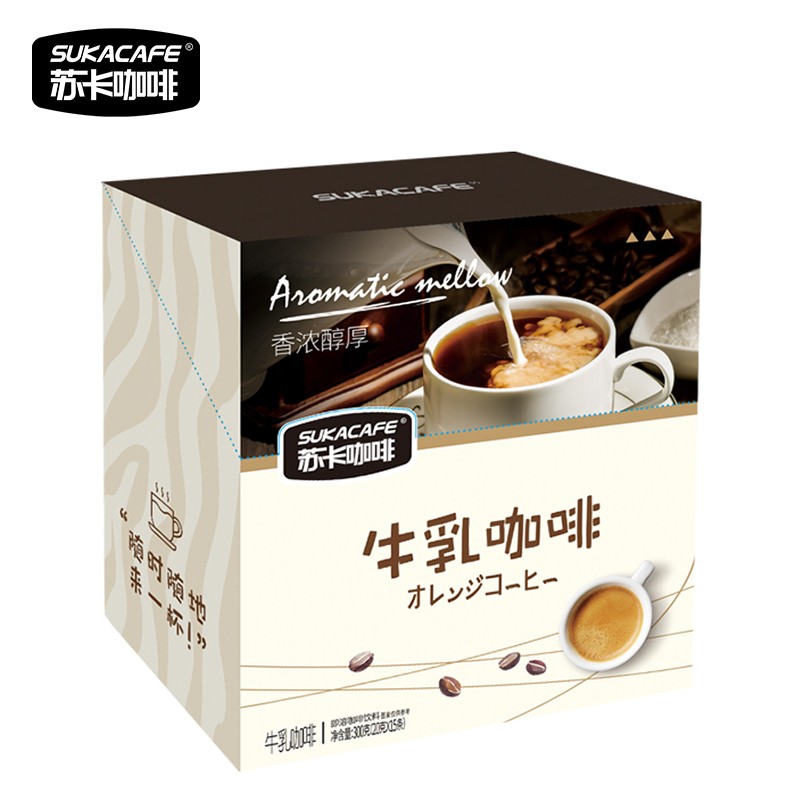 苏卡咖啡 苏卡牛乳咖啡 浓浓奶香香浓咖啡三合一即溶速溶咖啡咖啡粉 牛乳咖啡300g300g15条