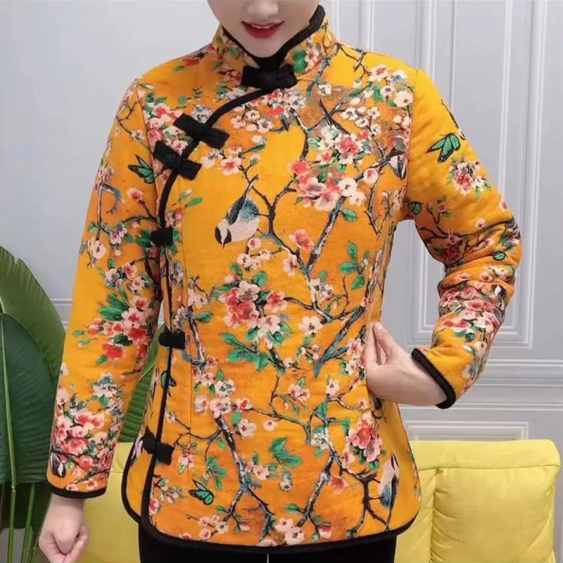 东北大花袄女大花棉袄农村老式套装冬中国风短款复古加厚棉服 d23-l