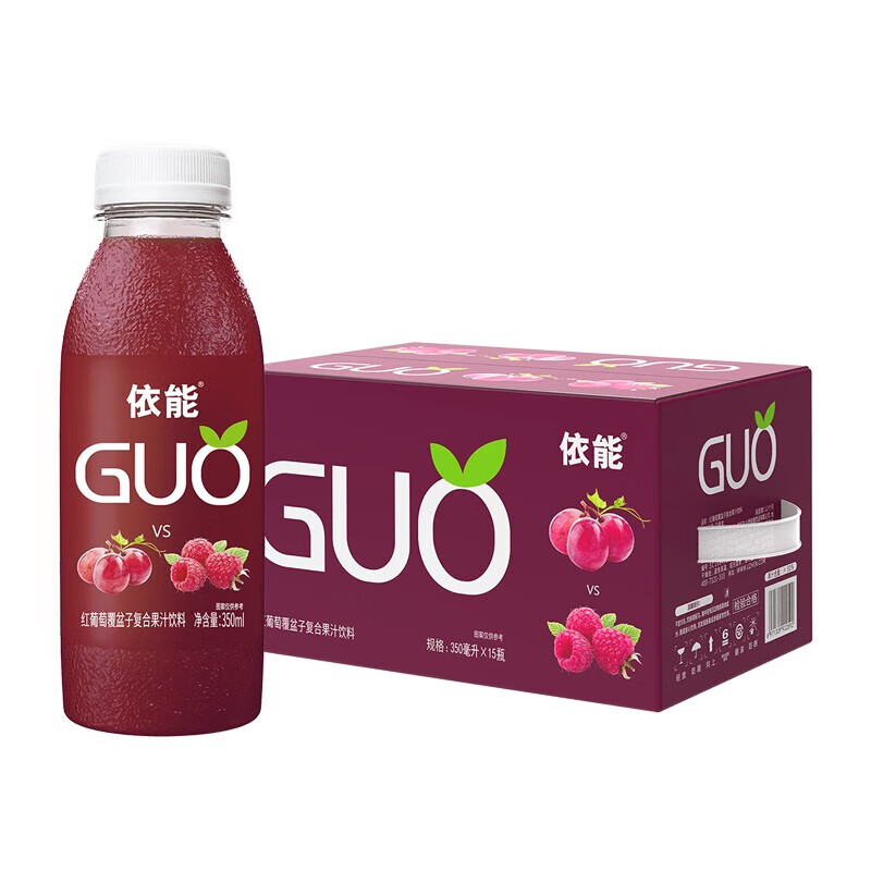 依能果汁 山楂果汁礼盒芒果送礼饮料果茶 350ml*15瓶节日饮料礼盒 红葡萄覆盆子350ml*15瓶