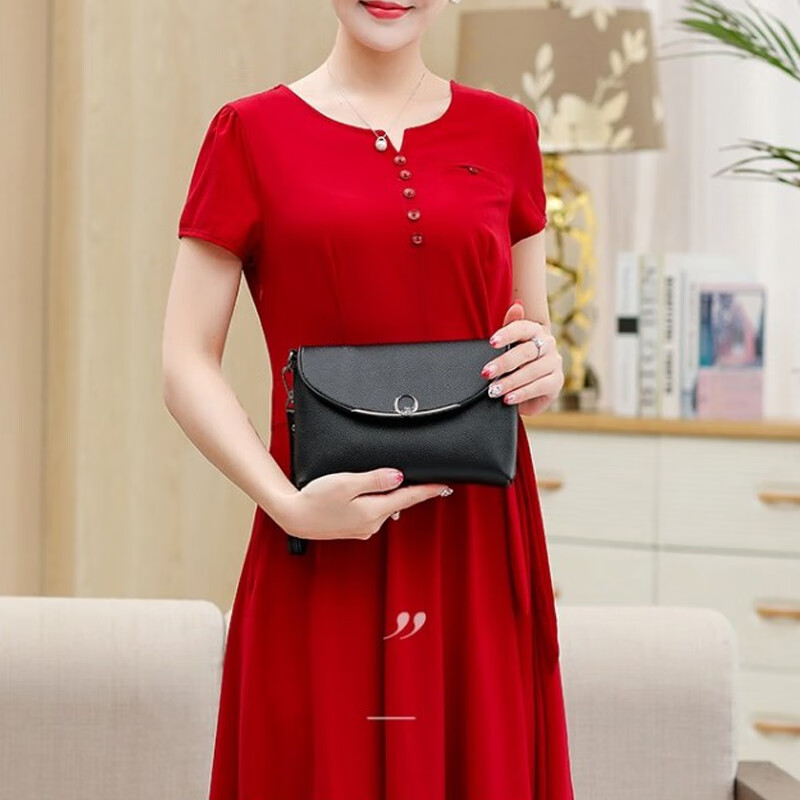 游子吟女士包包女包女款单肩包斜挎包小包包休闲百搭妈妈包中老年女包 黑色8837-款式1