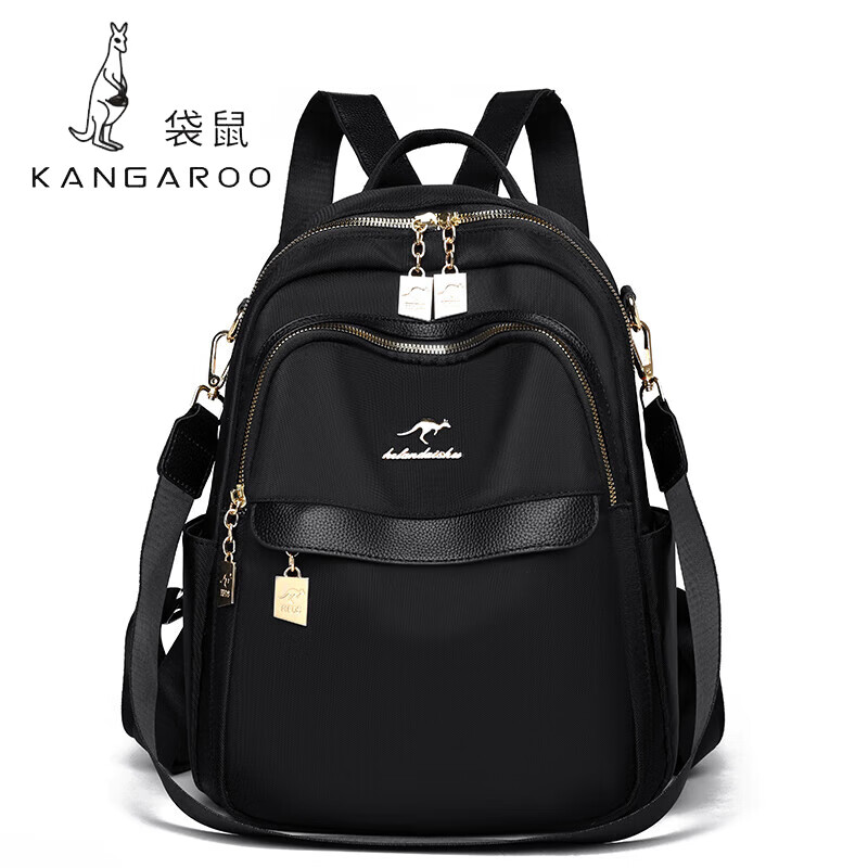 袋鼠双肩包女旅游帆布包2024新款韩国百搭防水三用大容量休闲背包女包