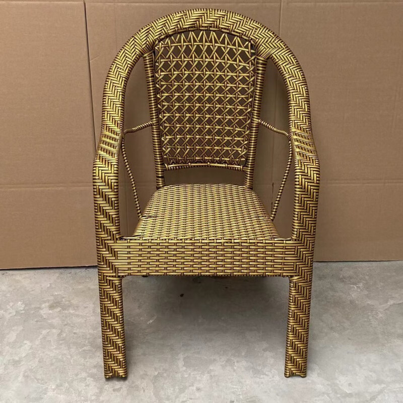 朵貌德国品质加大加固款带扶手椅子靠背椅藤编椅子室外椅子午休PE手工 黑棕色- 2把加大加固藤椅