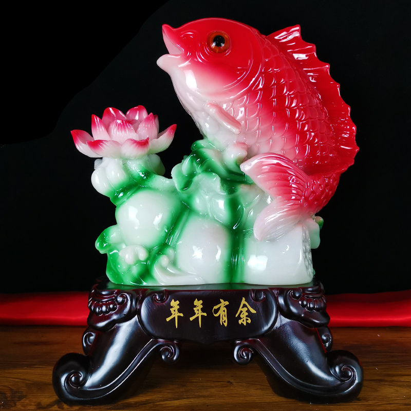 石玥 年年有余招财鱼电视柜摆件酒柜家居装饰品客厅工艺乔迁新居礼品 年年有余迷你款长11高12cm
