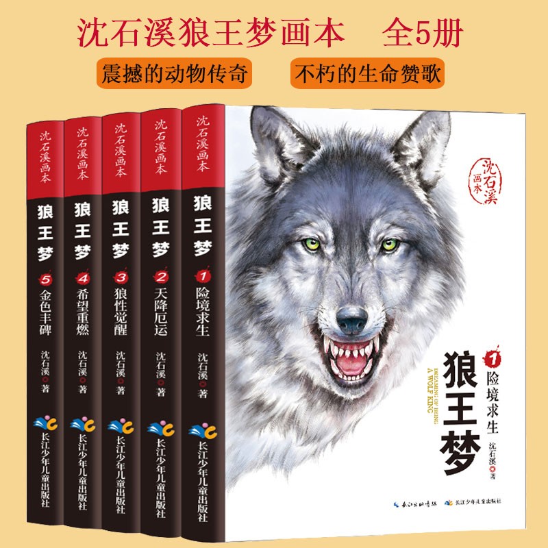 狼王梦沈石溪画本完整版 全套5册小学生三四五六年级课外阅读书籍沈石溪系列儿童文学漫画故事书动物小说