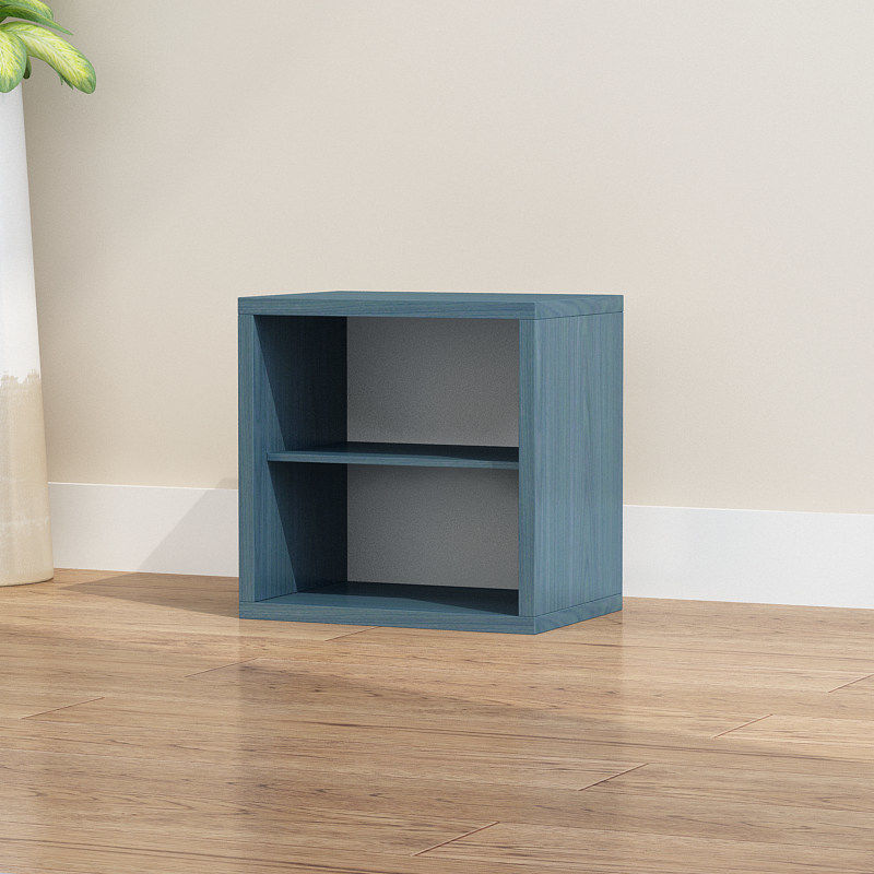 格子柜自由组合书柜落地储物柜简约现代置物架书本书架收纳柜 小柜子C款北欧蓝色 0.6米以下宽