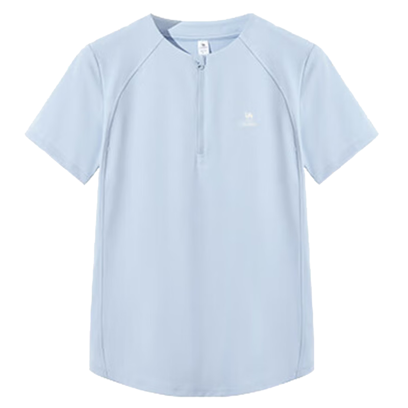 駱駝運(yùn)動(dòng)短袖T恤男女春夏速干冰絲透氣戶外休閑棒球服短袖女 C23BABH393A5，冰爽藍(lán)，女 M