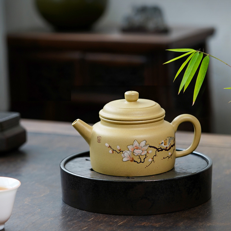 【精选品质】宜兴原矿紫砂壶纯全手工中式茶具方勇平本山绿 喜上眉梢