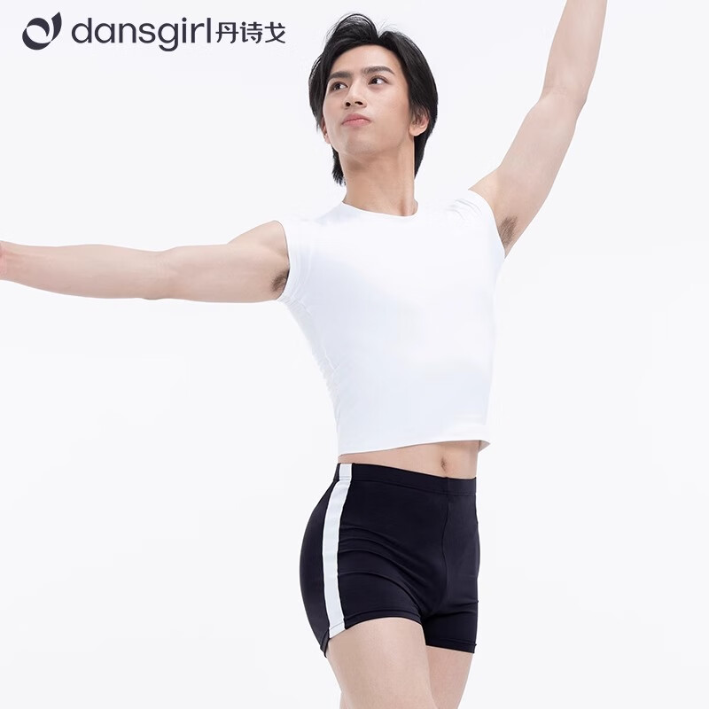 丹诗戈男士专业芭蕾舞蹈短裤黑色运动短裤练功艺考男生舞蹈裤mg02018