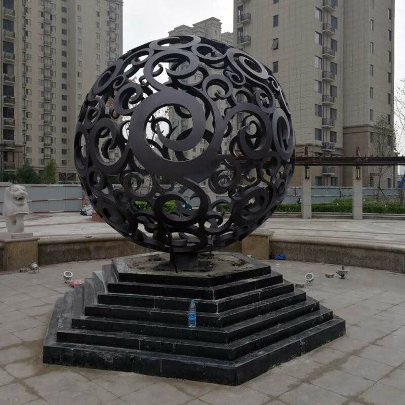 瀛乐 不锈钢球大型镂空球形雕塑不锈钢雕塑广场摆件金属花球源头工厂