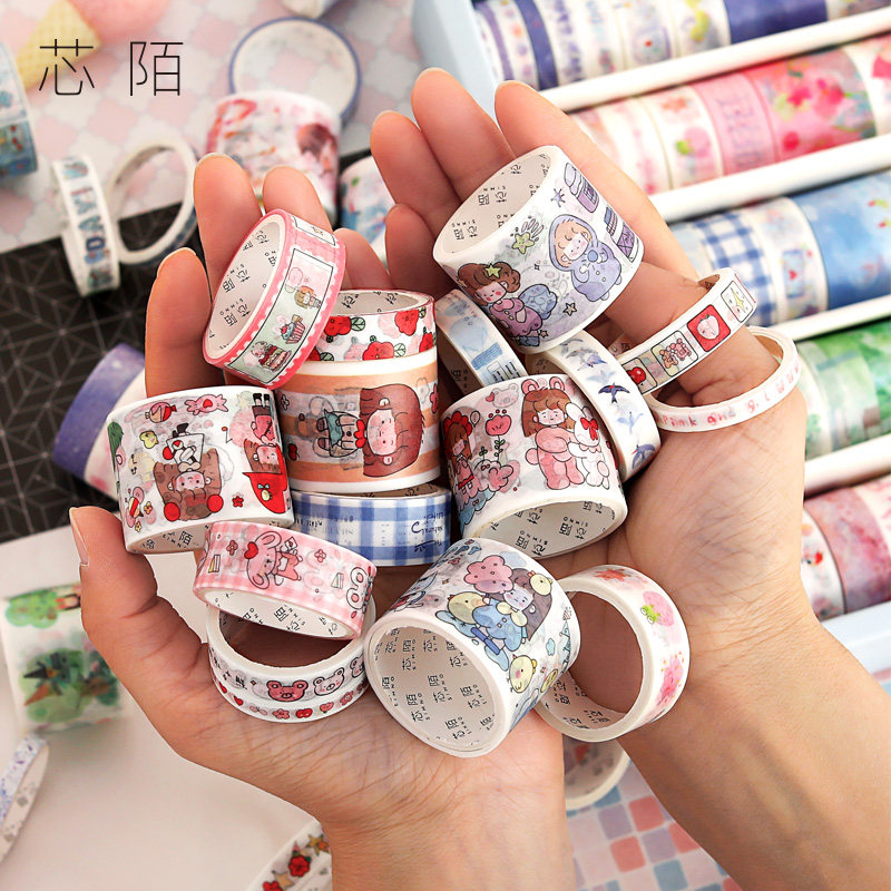 调调手帐胶带手帐胶带小麻薯全套手账胶带贴纸彩色人物少女心可爱肉球