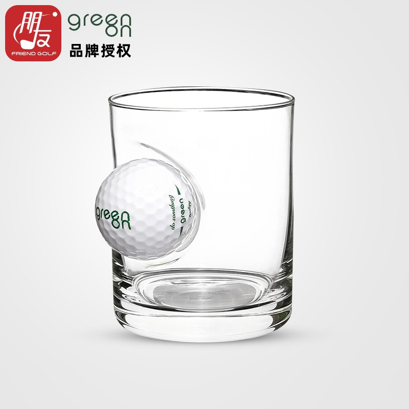 【2022年新款】green on 高尔夫球玻璃杯嵌入玻璃杯酒杯家用透明创意水杯泡茶杯牛奶果汁杯 白色