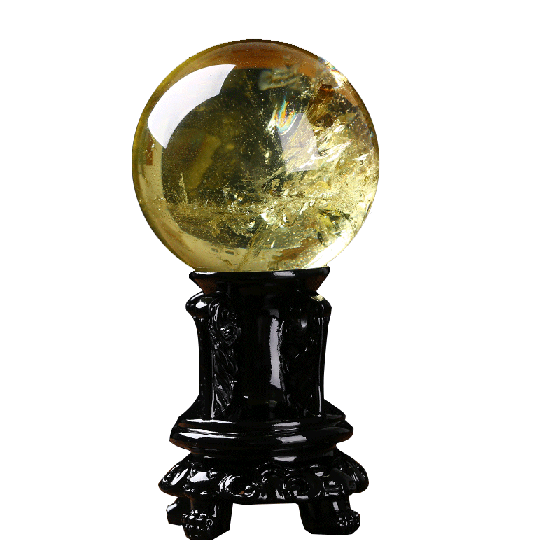 關(guān)辰天然黃水晶球擺件黃色原石手工打磨廚房西北角店鋪客廳辦公禮品 精選水晶球直徑11厘米