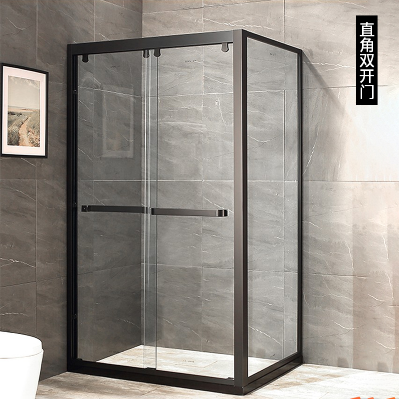 仁聚益l型淋浴房定制家用洗澡房间浴室隔断浴屏干湿分离移门钢化玻璃