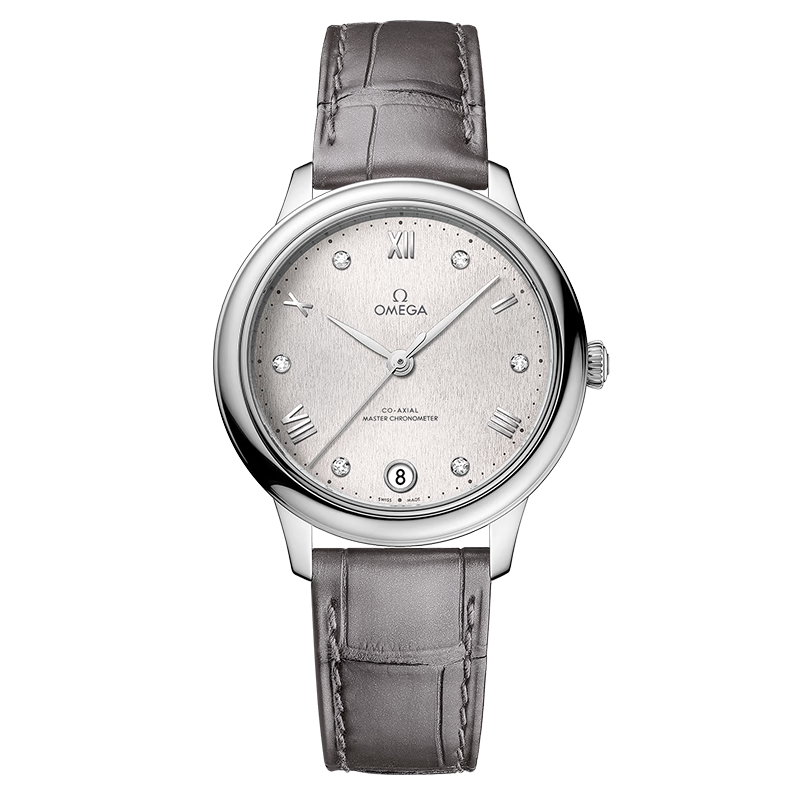 歐米茄（OMEGA）瑞士手表 碟飛系列第三代女士自動(dòng)機械表女表34mm 434.13.34.20.52.001銀盤(pán)鑲鉆