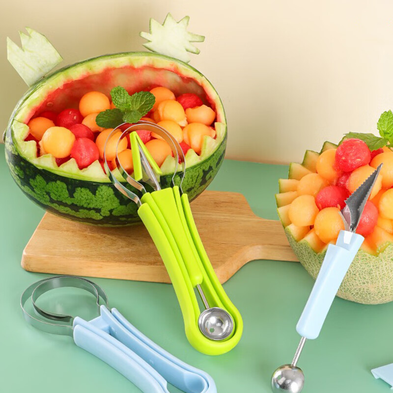 品喻(pinyu)三合一水果挖球器取瓤器开西瓜挖球勺水果取肉工具雕花刀