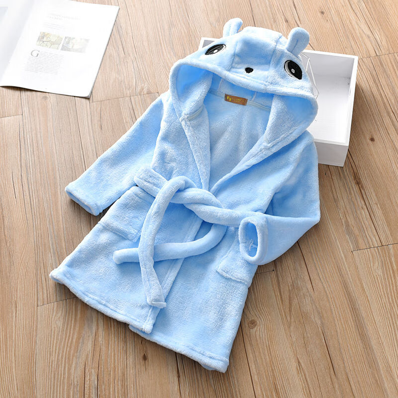 百圣牛儿童浴巾可穿式浴袍  儿童秋冬季浴袍宝宝洗澡衣服小孩子睡衣法