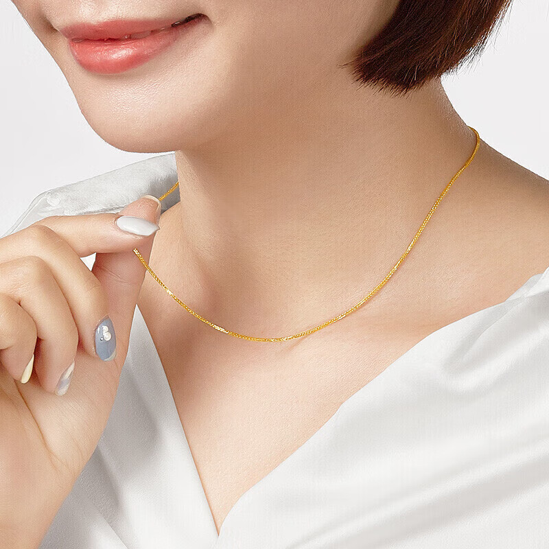 菜百首饰 黄金项链 时尚简约素链锁骨链计价 约2.30克约42厘米