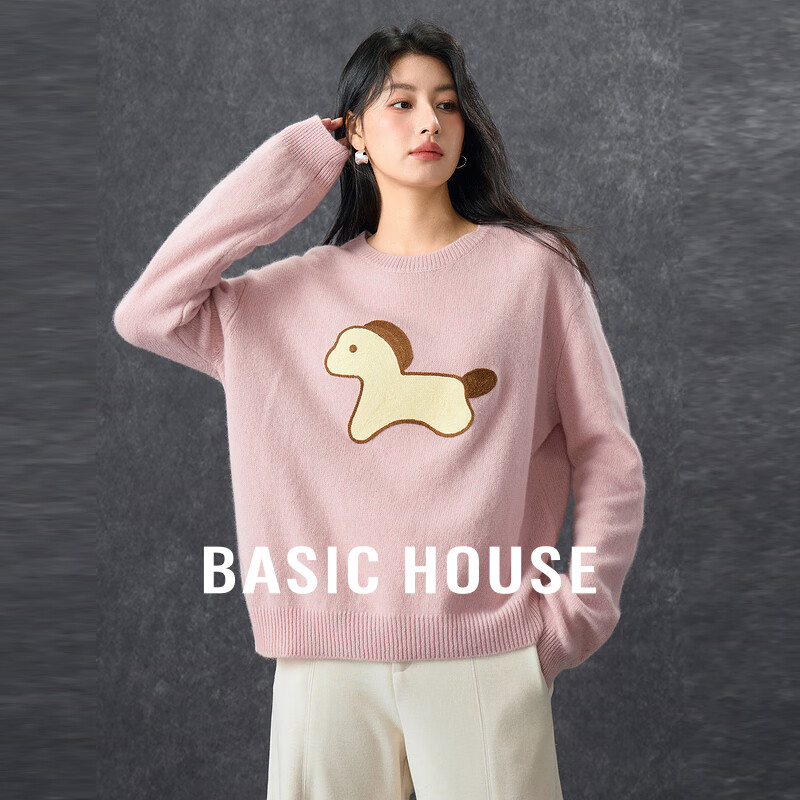 Basic House/�ټҺü�Լ��С��ӡ����ͷë���ﺫ��Բ��������֯�� ��ɫ S (85-105�