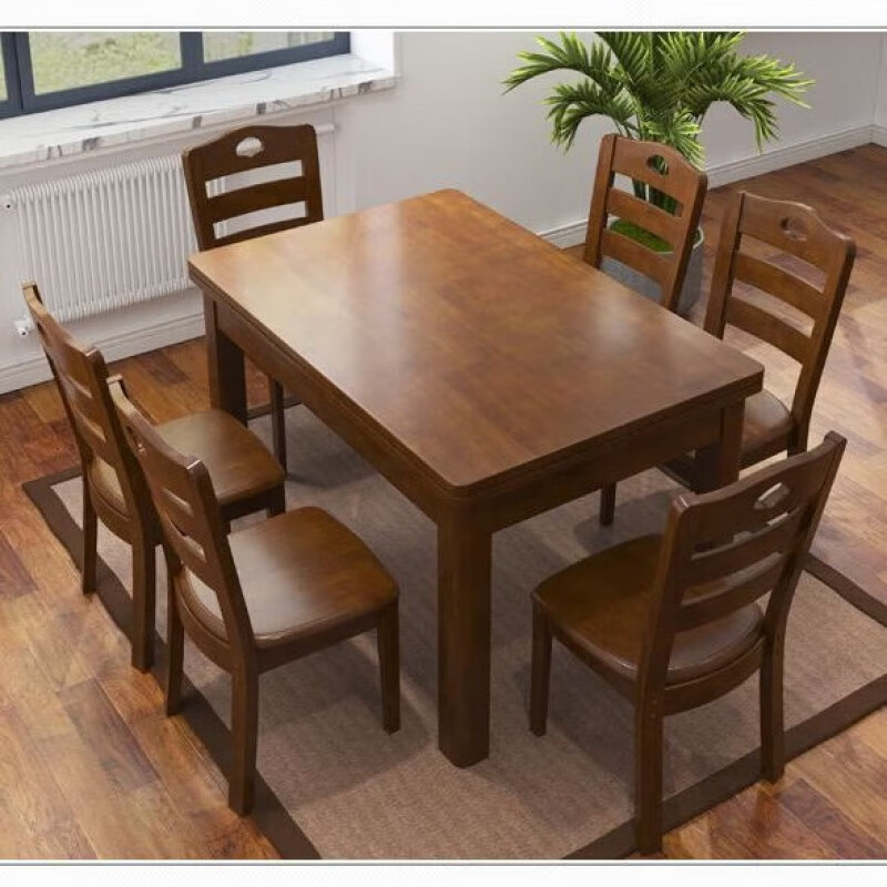 匠文化2023新款全实木餐桌椅组合长方形小户型原木西餐桌饭桌6人家 胡桃色(全实木) 1*0.7单桌(送到家不包安装)