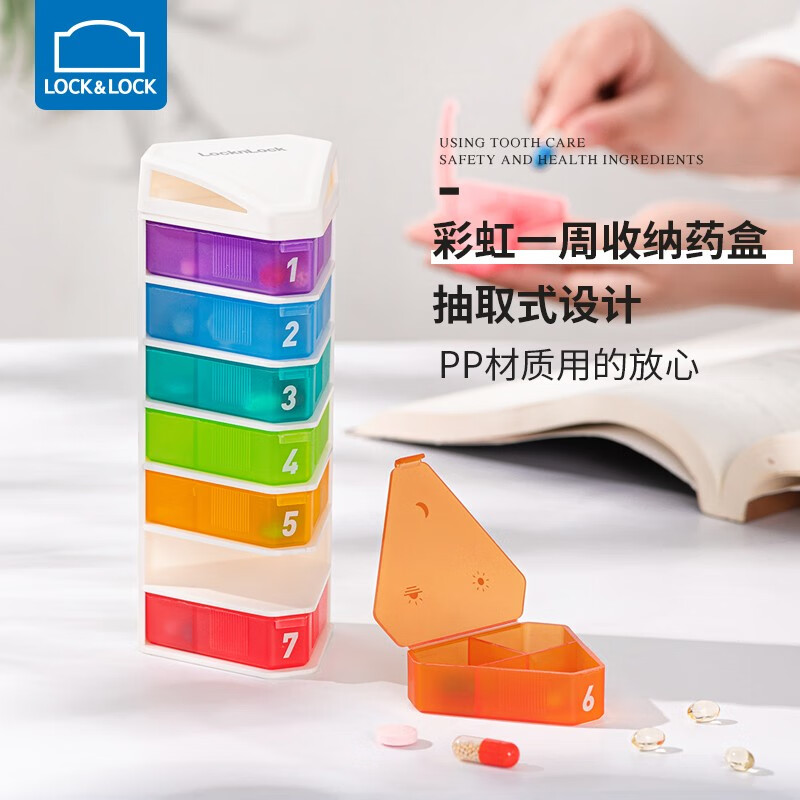 乐扣乐扣（LOCK&LOCK）药盒便携一周迷你小每日分装圆柱星期早中晚随身携带 【新款】彩虹星期药盒-带磁吸 M怎么样,好用不?