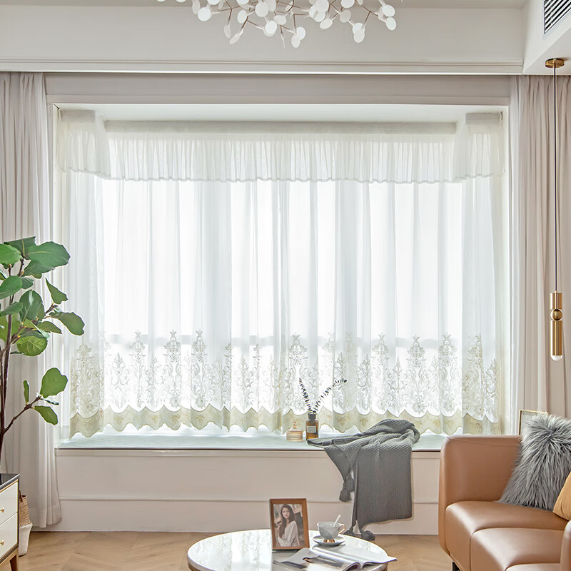 窗帘纱帘2021新款客厅卧室透光不透人日式时尚窗纱幔成品 欧格纱 1米