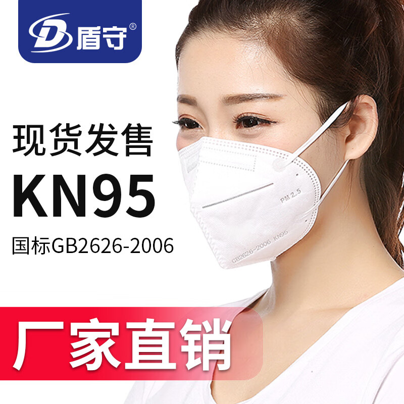 盾守  kn95防尘口罩 防雾霾颗粒工业粉尘五层加厚透气熔喷口罩(10只装
