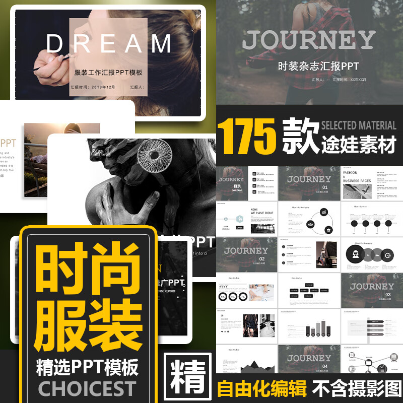 欧美女装服装ppt模板欧式现代时尚杂志风时装秀品牌宣传wps