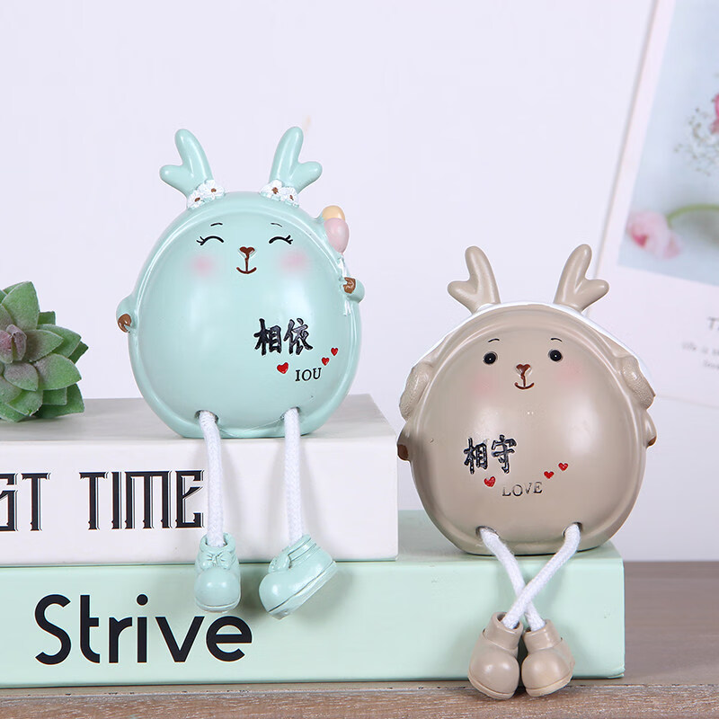 吊脚娃娃家居创意装饰品客厅小摆件工艺品可爱浴室房间卧室 相依相守