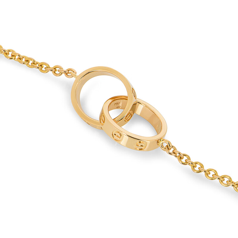 卡地亚 love系列 18k黄金色双环扣环项链 b7212400