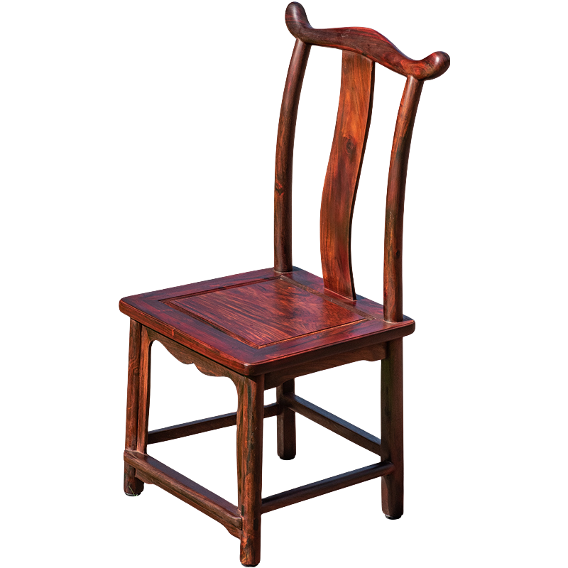 得善红木家具大红酸枝老红木（学名：交趾黄檀）餐台饭桌椅餐厅靠背中式仿古单张灯挂椅 餐椅一张 #43