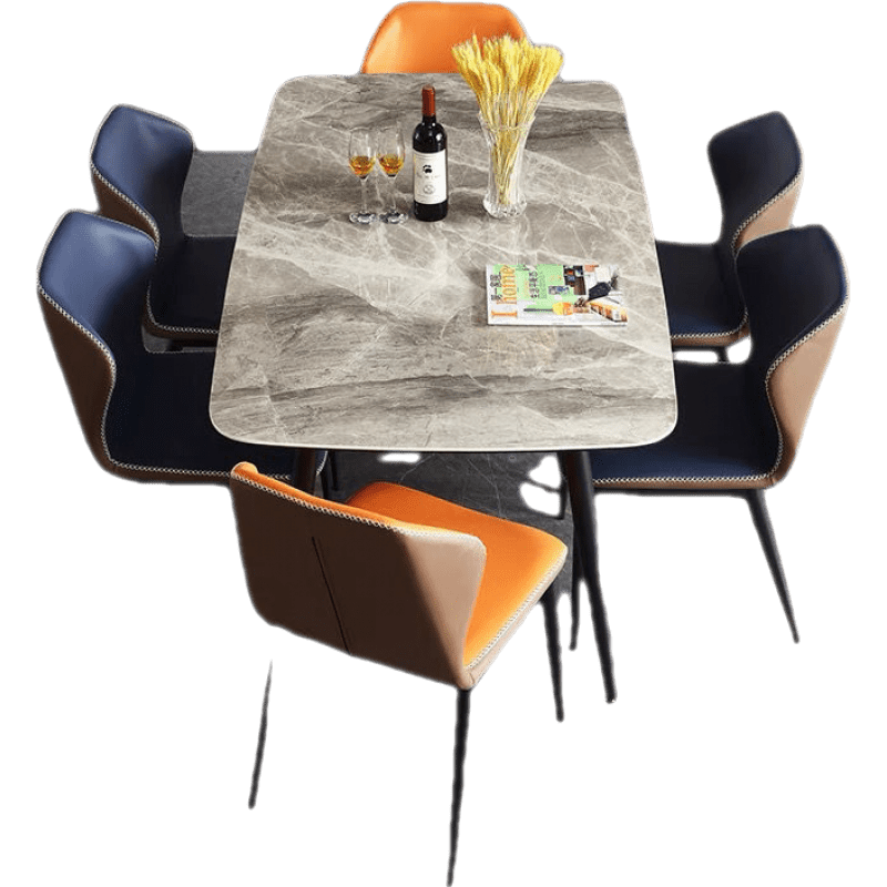 非洲鹰岩板餐桌椅组合家用小户型现代简约轻奢北欧长方形亮光大理石饭桌 岩板单桌 120*70cm(意大利灰)亮光岩板