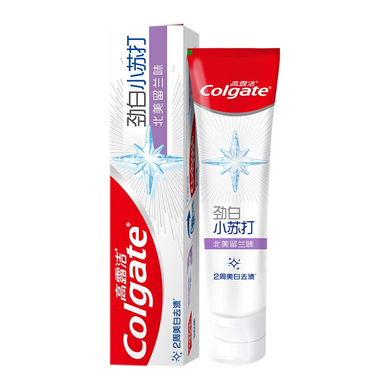 高露洁(colgate)劲白小苏打留兰味牙膏美白去渍清新口气清洁口腔 180g