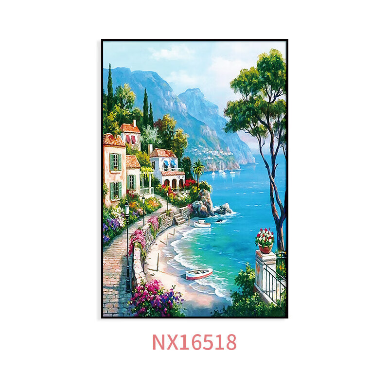 萦娪深圳大芬村油画 美式玄关 客厅旗舰轻奢美式油画大海风景客厅壁画