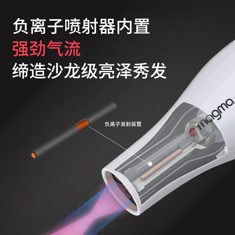 索利斯(Solis)电吹风家用大功率负离子护发不伤发风筒理发店冷热风发廊专用MG258i 珍珠黑