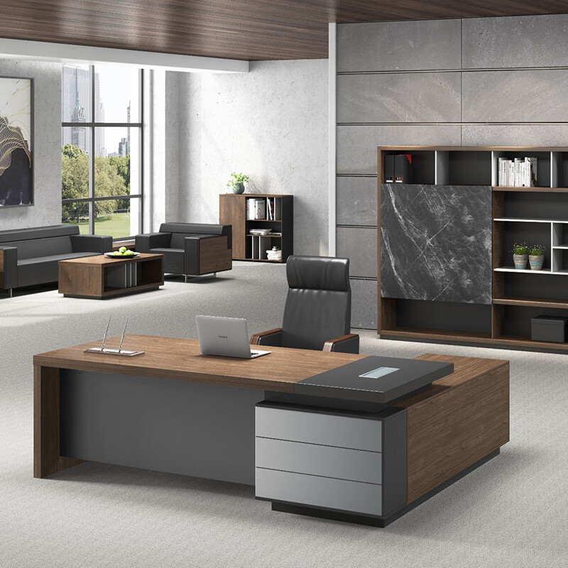 格诺瓦办公桌老板桌总裁桌简约现代板式办公桌大班台加厚经理办公桌