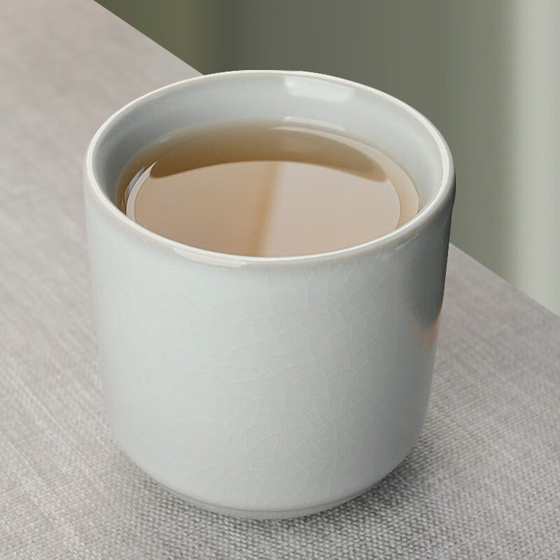真迹汝窑品茗杯功夫茶具个人杯陶瓷开片 汝窑高升杯 月白高升杯