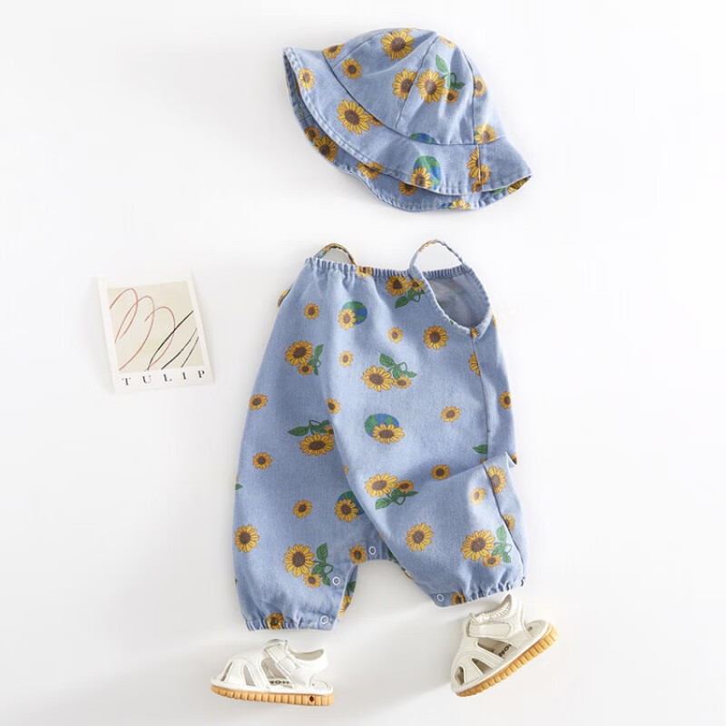 哈兜儿婴儿夏装连体衣女宝宝洋气吊带包屁衣夏季可爱护肚哈衣爬爬服