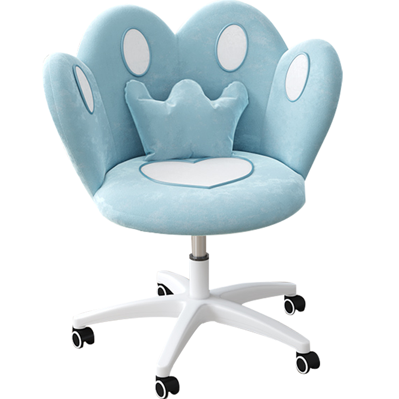 舒客艺家 电脑椅家用桌女生舒适久坐靠背椅网红主播椅子可爱卧室座椅宿舍转椅学习书椅子 猫爪-天蓝色(带抱枕)