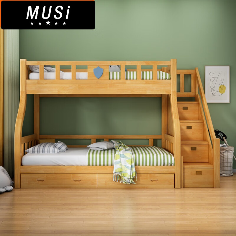 慕斯五星全实木上下床双层床小户型省空间两层高低床成年上下铺床大人