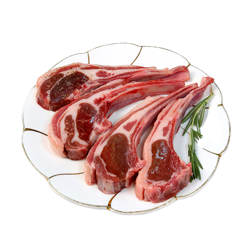鲜京采 内蒙古羔羊原切法式羊排600g 烧烤食材 京东自有品牌