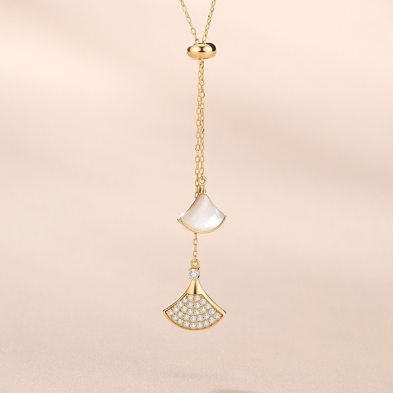 一贝辈子项链女925银小扇子白贝锁骨链简约风百搭时尚生日礼物 小 小扇子项链