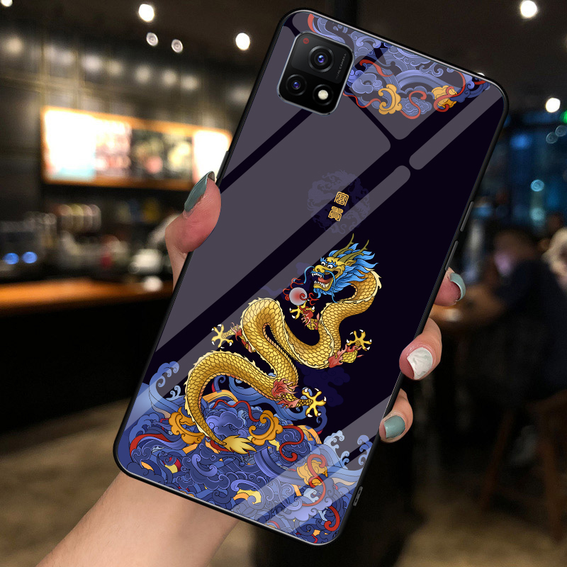 梦逸轩适用vivo y52s玻璃壳y54s手机套v2057a全包v2045a软磨砂边男女