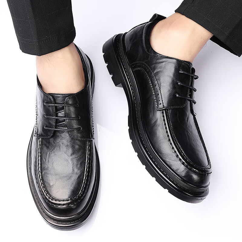 金猴(jinho)皮鞋男士布洛克系带商务正装休闲鞋手抓纹厚底德比 58