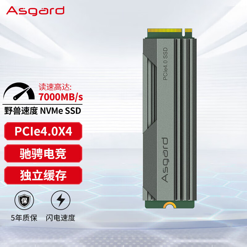 阿斯加特Asgard 1TB 2TB SSD固态硬盘 M.2接口(NVMe协议) PCIe 4.0 AN4 独立缓存 1TB
