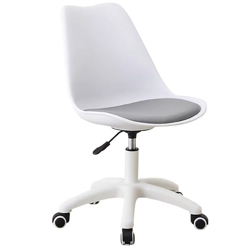 舒客艺家 电脑椅家用简约升降转椅学习宿舍书房椅子卧室靠背凳子办公椅 白+灰 升级加厚pp款