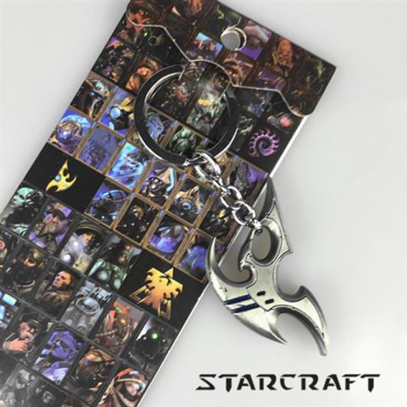 星际争霸2周边模型StarCraftⅡ神族人族虫族1.08标志暴雪嘉年华钥匙扣挂件饰品礼物 神族古银色